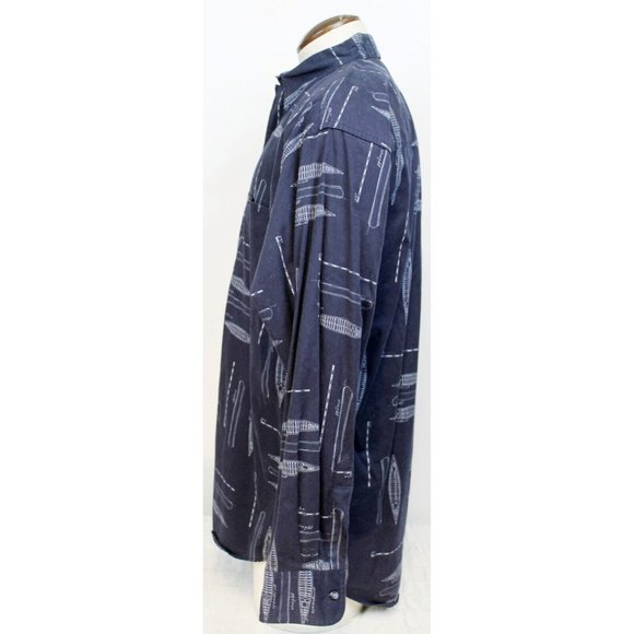Chaps Ralph Lauren Men Sz L Blue Nautical Boat Sailboat Blueprint Hull Button up - Picture 7 of 10